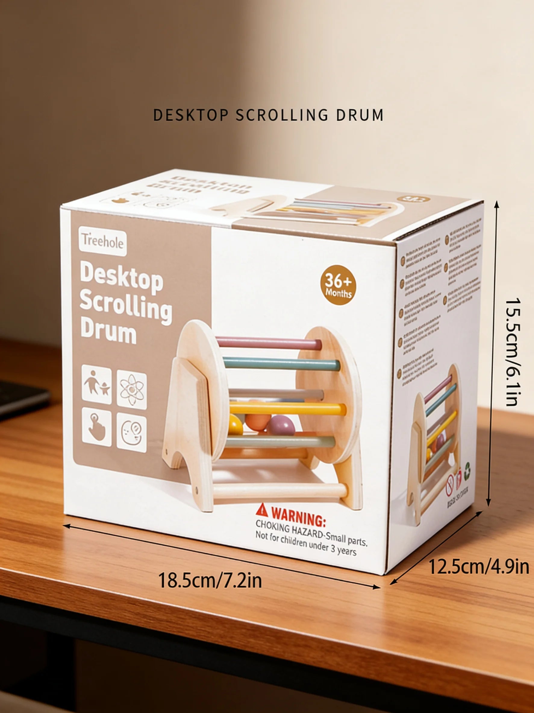 Premium Tisch-Rolltrommel aus Holz – Sensorisches Spielzeug mit sanft rollenden Perlen, robustes Design, perfektes Lernspielzeug für Kleinkinder