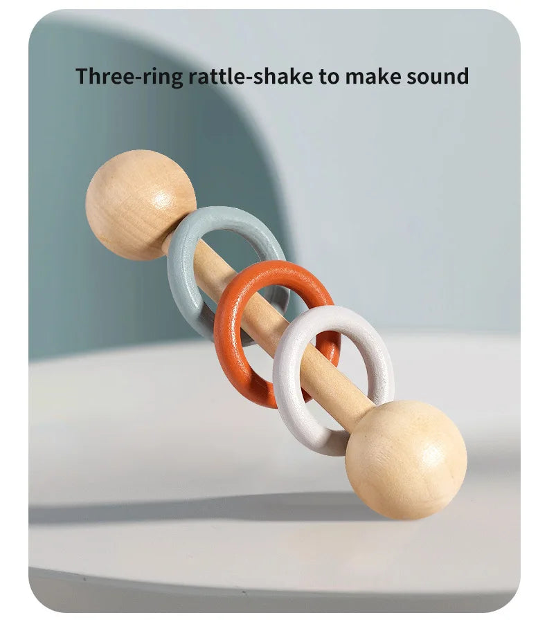 Montessori Holz-Greifling mit Glöckchen – Musikalisches Baby-Spielzeug und Rassel