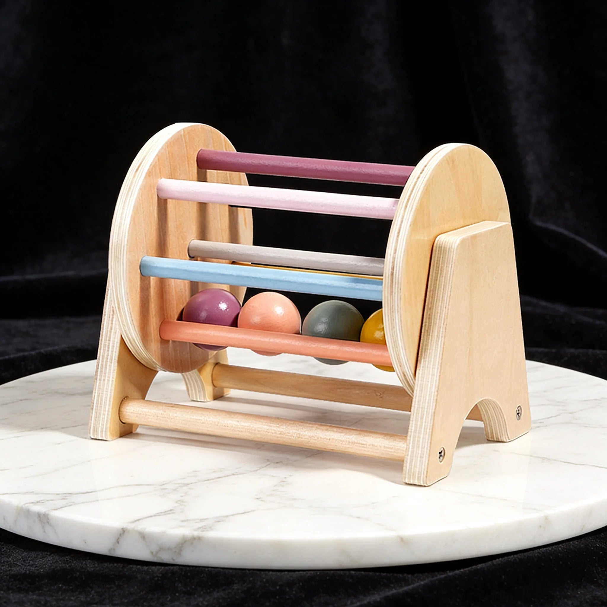Premium Tisch-Rolltrommel aus Holz – Sensorisches Spielzeug mit sanft rollenden Perlen, robustes Design, perfektes Lernspielzeug für Kleinkinder