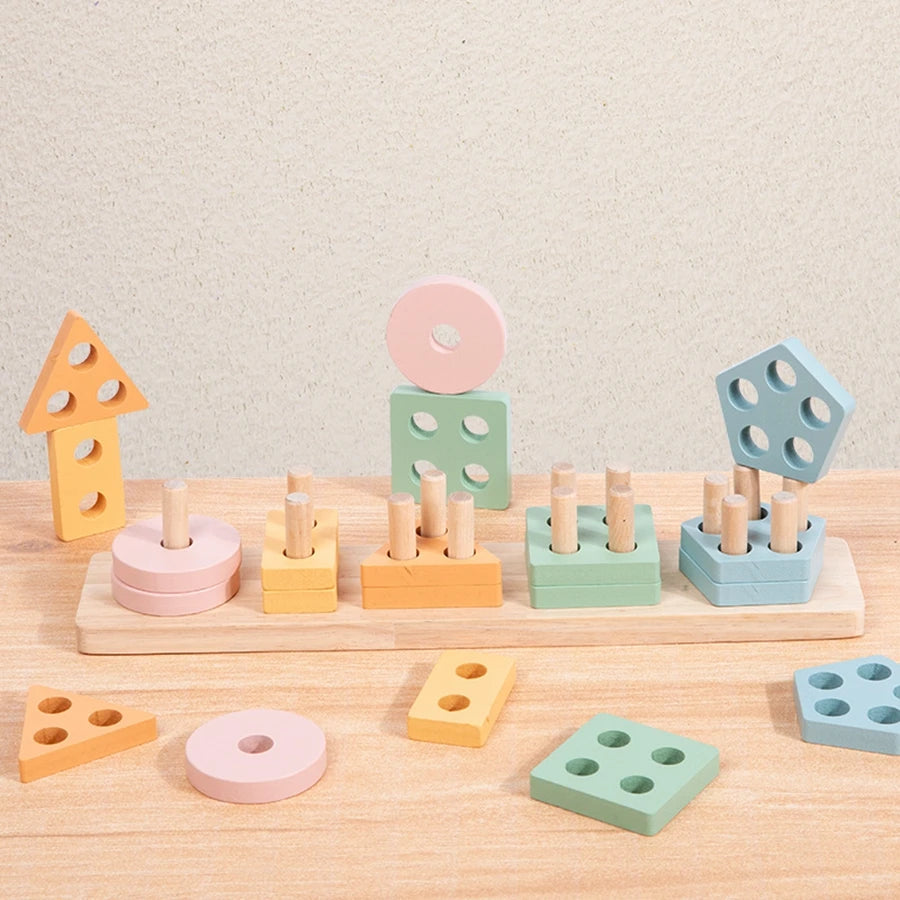 Montessori Farbsortierspiel & Stapelspiel aus Holz – „Macaron“ Lernpuzzle für Kleinkinder zur Förderung der Feinmotorik, ab 1 Jahr