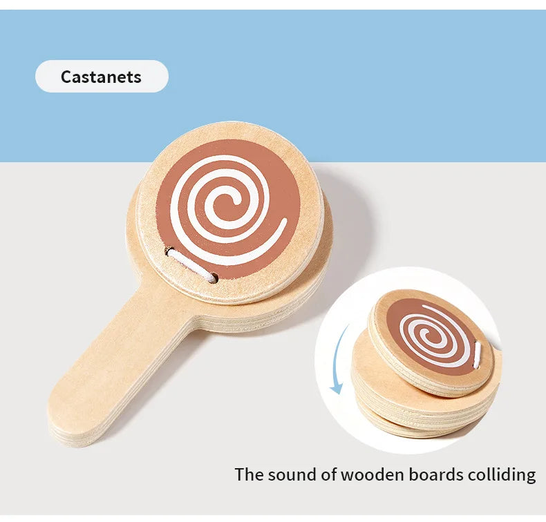 Montessori Holz-Greifling mit Glöckchen – Musikalisches Baby-Spielzeug und Rassel