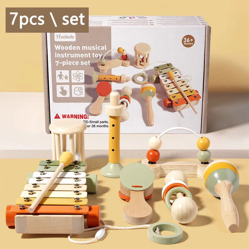 Montessori Holz-Greifling mit Glöckchen – Musikalisches Baby-Spielzeug und Rassel