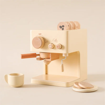 Montessori Kaffeemaschine aus Holz – Kinder-Küchenspielzeug-Set für Rollenspiele, Pädagogisches Holzspielzeug, Ideales Geschenk für Kleinkinder