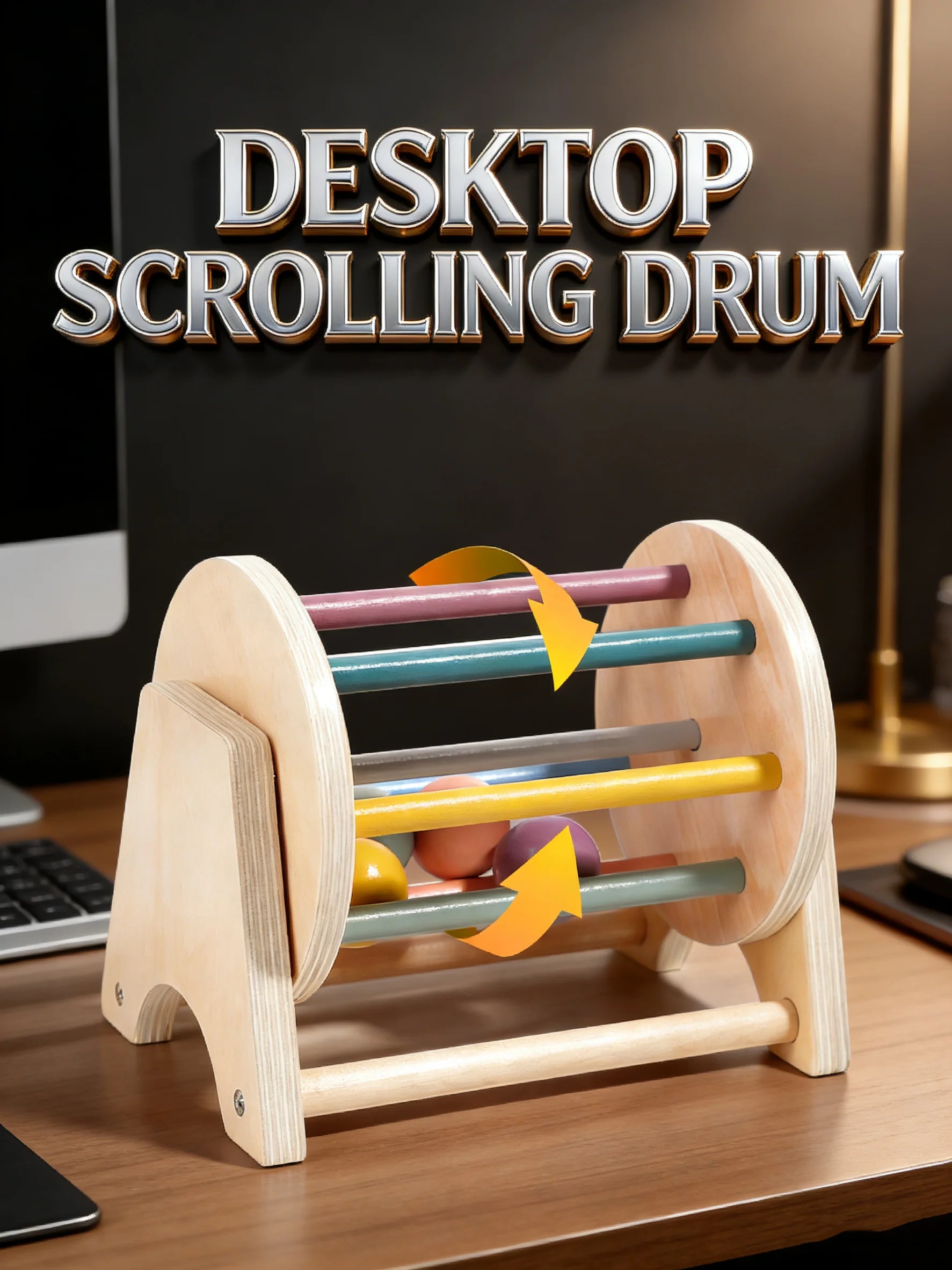 Premium Tisch-Rolltrommel aus Holz – Sensorisches Spielzeug mit sanft rollenden Perlen, robustes Design, perfektes Lernspielzeug für Kleinkinder