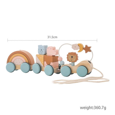 Personalisierbarer Geburtstagszug aus Holz – Montessori Lernspielzeug mit Zahlen, Pädagogisches Steckspiel für Babys und Kleinkinder