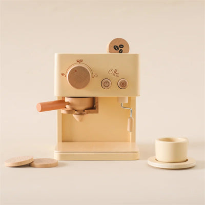 Montessori Kaffeemaschine aus Holz – Kinder-Küchenspielzeug-Set für Rollenspiele, Pädagogisches Holzspielzeug, Ideales Geschenk für Kleinkinder
