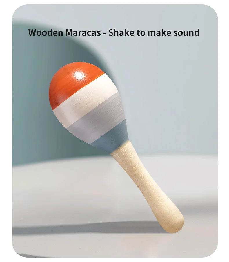 Montessori Holz-Greifling mit Glöckchen – Musikalisches Baby-Spielzeug und Rassel