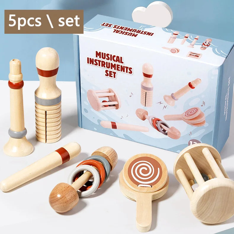 Montessori Holz-Greifling mit Glöckchen – Musikalisches Baby-Spielzeug und Rassel
