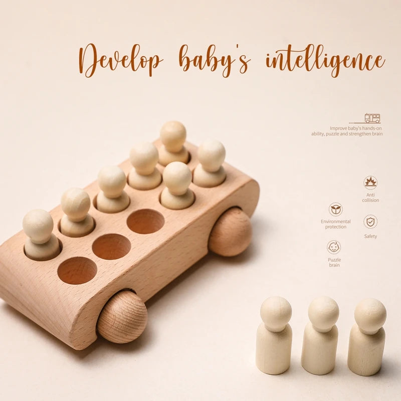 Personalisierbarer Geburtstagszug aus Holz – Montessori Lernspielzeug mit Zahlen, Pädagogisches Steckspiel für Babys und Kleinkinder