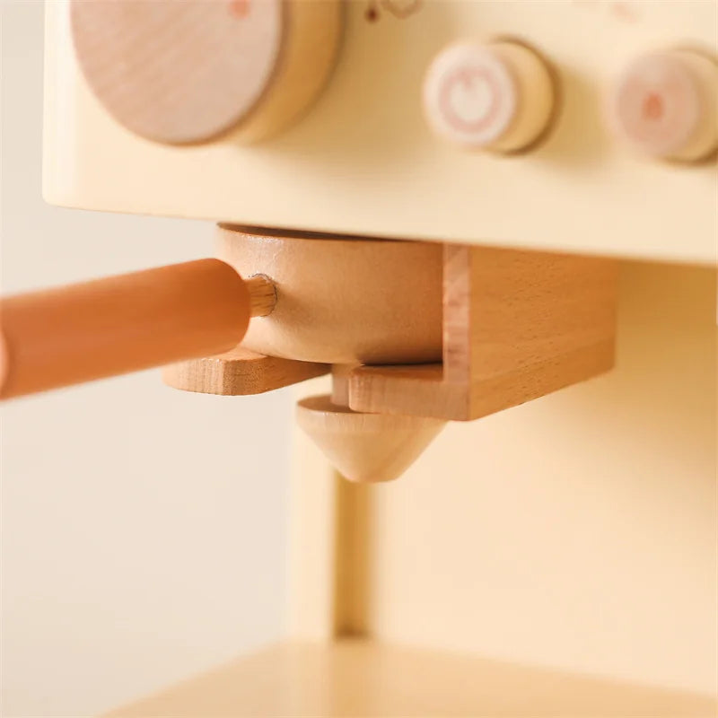 Montessori Kaffeemaschine aus Holz – Kinder-Küchenspielzeug-Set für Rollenspiele, Pädagogisches Holzspielzeug, Ideales Geschenk für Kleinkinder