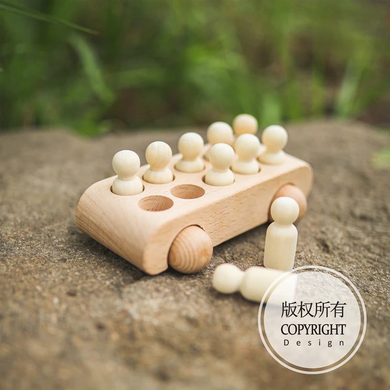 Personalisierbarer Geburtstagszug aus Holz – Montessori Lernspielzeug mit Zahlen, Pädagogisches Steckspiel für Babys und Kleinkinder