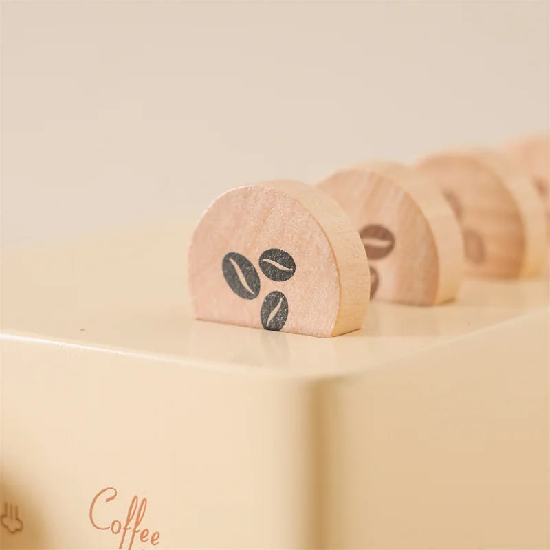 Montessori Kaffeemaschine aus Holz – Kinder-Küchenspielzeug-Set für Rollenspiele, Pädagogisches Holzspielzeug, Ideales Geschenk für Kleinkinder