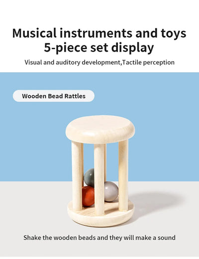 Montessori Holz-Greifling mit Glöckchen – Musikalisches Baby-Spielzeug und Rassel