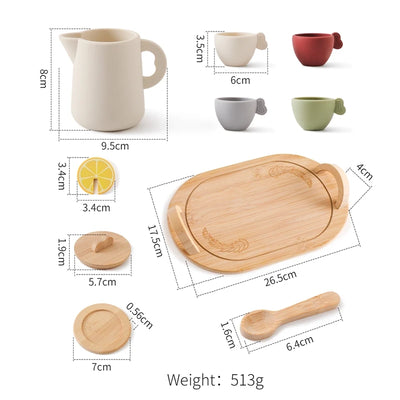 Montessori Kaffeemaschine aus Holz – Kinder-Küchenspielzeug-Set für Rollenspiele, Pädagogisches Holzspielzeug, Ideales Geschenk für Kleinkinder