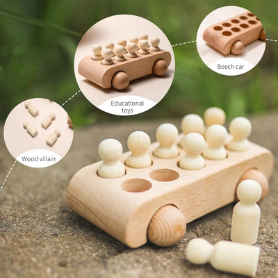 Personalisierbarer Geburtstagszug aus Holz – Montessori Lernspielzeug mit Zahlen, Pädagogisches Steckspiel für Babys und Kleinkinder