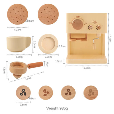 Montessori Kaffeemaschine aus Holz – Kinder-Küchenspielzeug-Set für Rollenspiele, Pädagogisches Holzspielzeug, Ideales Geschenk für Kleinkinder