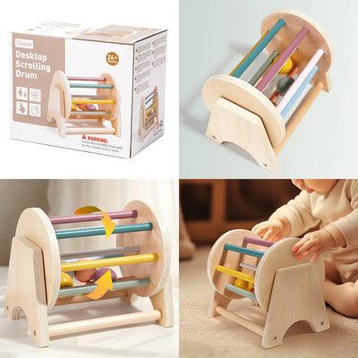 Montessori Holz-Greifling mit Glöckchen – Musikalisches Baby-Spielzeug und Rassel