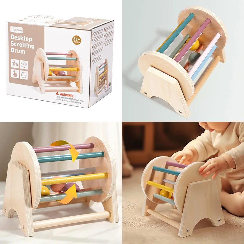 Montessori Holz-Greifling mit Glöckchen – Musikalisches Baby-Spielzeug und Rassel