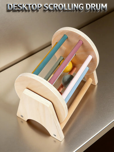 Premium Tisch-Rolltrommel aus Holz – Sensorisches Spielzeug mit sanft rollenden Perlen, robustes Design, perfektes Lernspielzeug für Kleinkinder