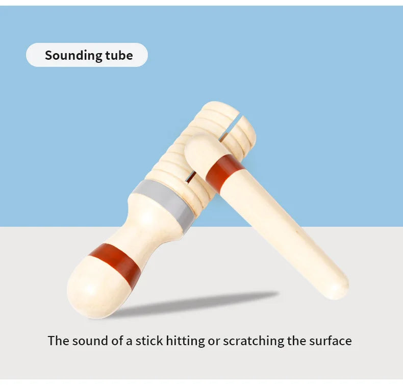 Montessori Holz-Greifling mit Glöckchen – Musikalisches Baby-Spielzeug und Rassel