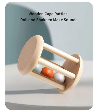 Montessori Holz-Greifling mit Glöckchen – Musikalisches Baby-Spielzeug und Rassel