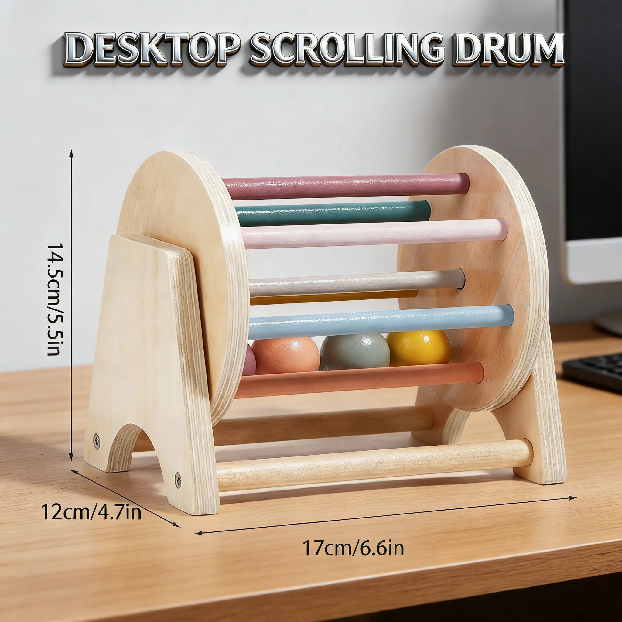 Premium Tisch-Rolltrommel aus Holz – Sensorisches Spielzeug mit sanft rollenden Perlen, robustes Design, perfektes Lernspielzeug für Kleinkinder