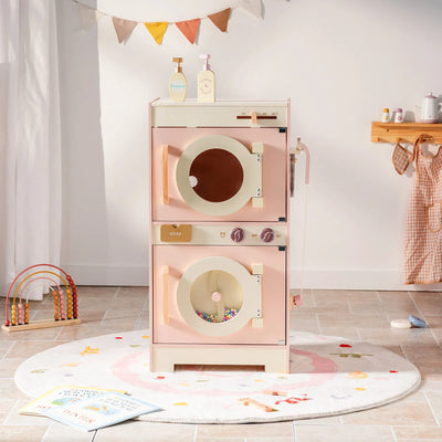 Robotime Robud Kinderküche aus Holz – Eckspielküche mit realistischen Soundeffekten, Rollenspiel-Set für Jungen & Mädchen, Pink