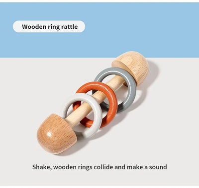 Montessori Holz-Greifling mit Glöckchen – Musikalisches Baby-Spielzeug und Rassel