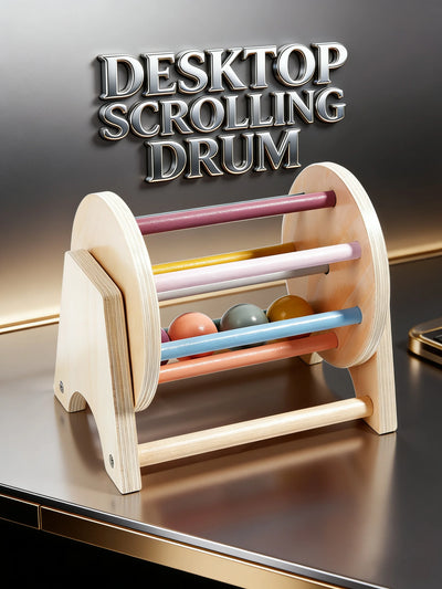 Premium Tisch-Rolltrommel aus Holz – Sensorisches Spielzeug mit sanft rollenden Perlen, robustes Design, perfektes Lernspielzeug für Kleinkinder