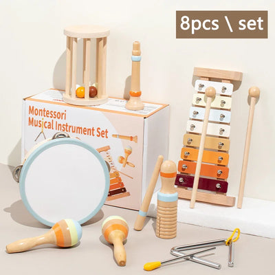 Montessori Holz-Greifling mit Glöckchen – Musikalisches Baby-Spielzeug und Rassel
