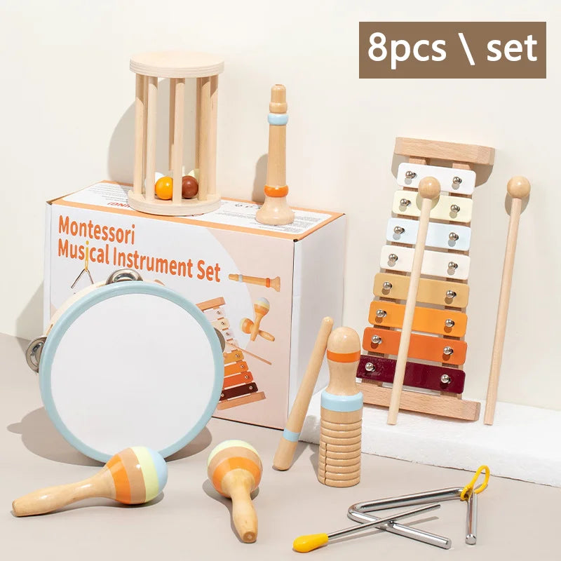 Montessori Holz-Greifling mit Glöckchen – Musikalisches Baby-Spielzeug und Rassel