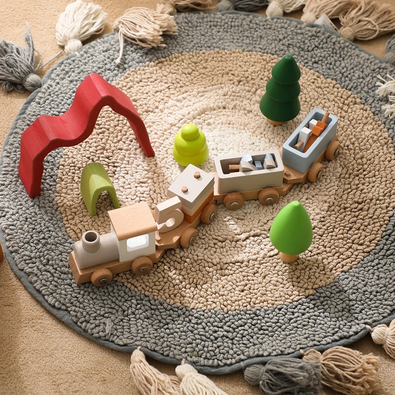 Personalisierbarer Geburtstagszug aus Holz – Montessori Lernspielzeug mit Zahlen, Pädagogisches Steckspiel für Babys und Kleinkinder