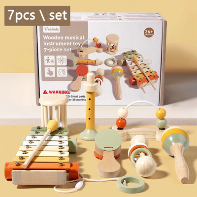 Montessori Holz-Greifling mit Glöckchen – Musikalisches Baby-Spielzeug und Rassel